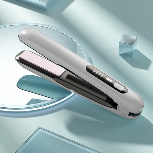 White Wireless Rechargeable Hair Straightener with 5000mAh Battery - Portable Design & Adjustable Temperature - Main Image