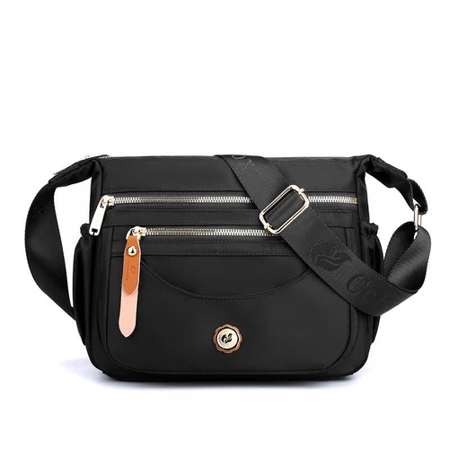 Black Nylon Crossbody Bag with Multiple Compartments - Compact and Stylish Design - Main Image