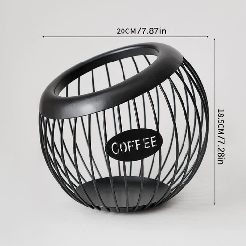 Black Handcrafted Coffee Capsule Storage Basket - Vintage Iron Art Design - Main Image
