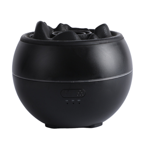 Volcanic Flame Aroma Diffuser (Black Crack Style)- 360ml Ultrasonic Humidifier with 7-Color LED Light and Adjustable Mist for Home and Office - Main Image