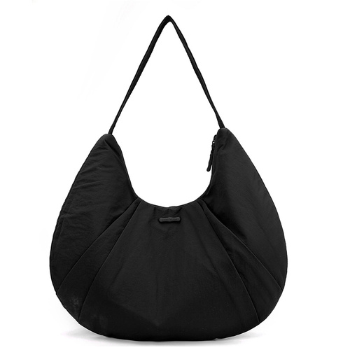 Black Waterproof Nylon Lightweight Tote Shoulder Bag - Stylish and Spacious for Daily Commute and Outdoor Activities - Main Image