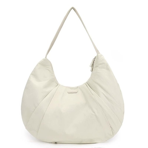White Waterproof Nylon Lightweight Tote Shoulder Bag - Stylish and Spacious for Daily Commute and Outdoor Activities - Main Image