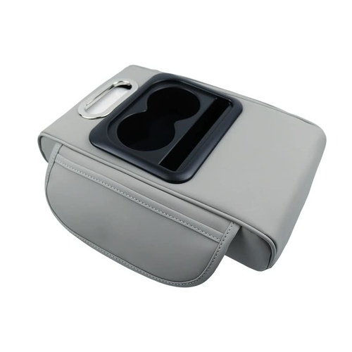 GT-6 No embroidery Gray ,Multifunctional Car Armrest Storage Box Cushion - Universal Fit with Cup Holder and Tissue Dispenser - Main Image