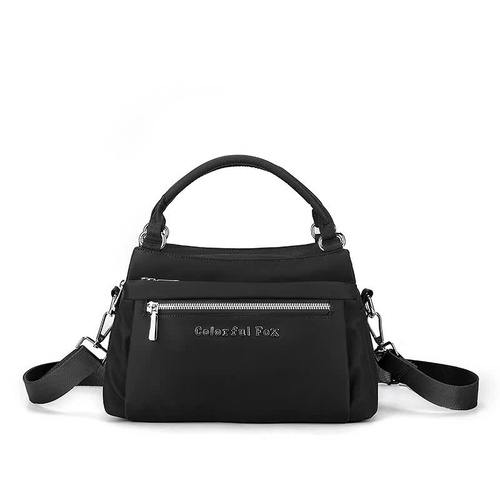 Black Waterproof Nylon Crossbody Bag - Lightweight and Adjustable Strap Shoulder Bag for Women - Main Image
