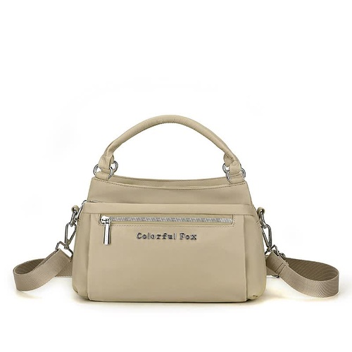 Khaki Waterproof Nylon Crossbody Bag - Lightweight and Adjustable Strap Shoulder Bag for Women - Main Image