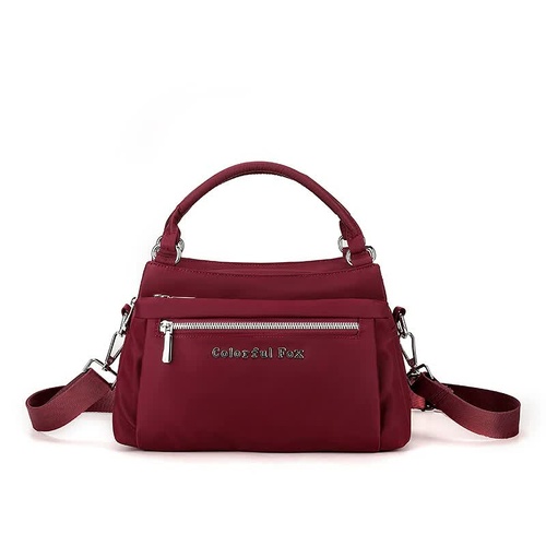 Red Waterproof Nylon Crossbody Bag - Lightweight and Adjustable Strap Shoulder Bag for Women - Main Image