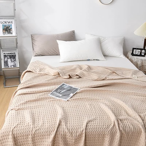 Cotton Waffle Blanket - Air Conditioning Blanket/Throw/Summer Quilt, 100*152cm,Khaki - Main Image