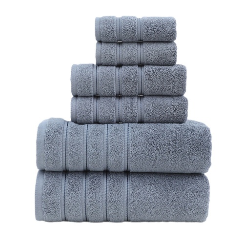Gray Luxury Cotton Towel Set - 6-Piece Ultra-Soft Bath, Hand, and Washcloth Set - Main Image