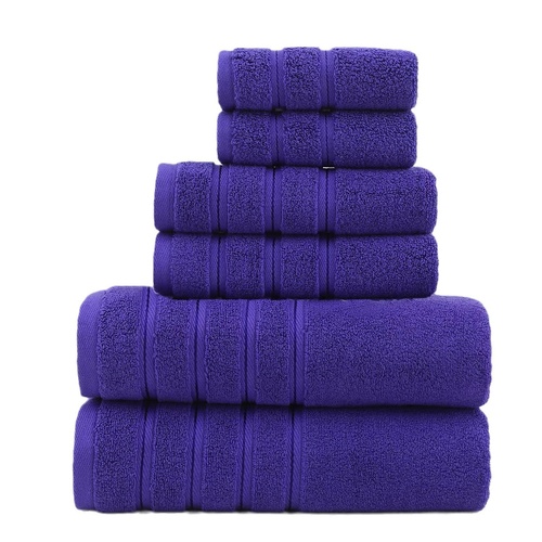 Purple Luxury Cotton Towel Set - 6-Piece Ultra-Soft Bath, Hand, and Washcloth Set - Main Image