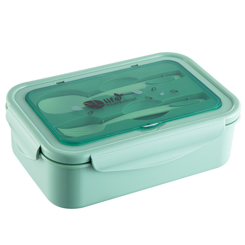 2 PCS Green Multipurpose Lunch Box with Spoon and Fork - Main Image