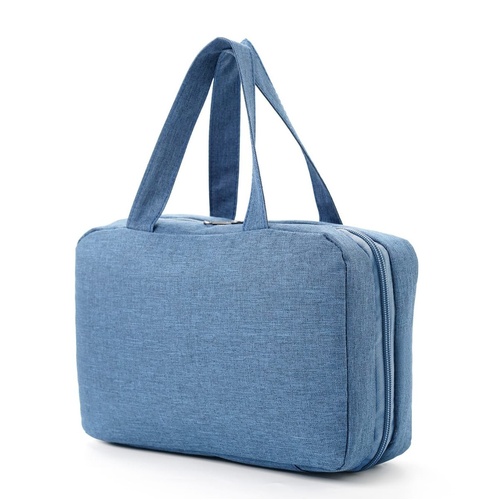 Blue Multipurpose Portable Travel Toiletry Bag - Waterproof Cosmetic Organizer with Zipper - Main Image