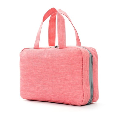 Pink Multipurpose Portable Travel Toiletry Bag - Waterproof Cosmetic Organizer with Zipper - Main Image