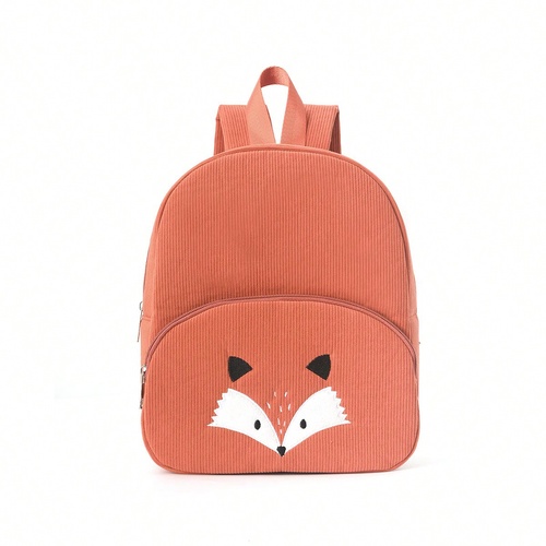 Cute Fox Backpack - Soft Corduroy Material with Adjustable Straps - Main Image
