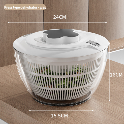 Grey Manual Salad Spinner with Pressurized System - Efficient & Quick Vegetables Drying, Multiple Color Options - Main Image