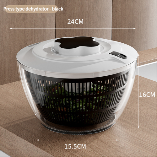 Black Manual Salad Spinner with Pressurized System - Efficient & Quick Vegetables Drying, Multiple Color Options - Main Image