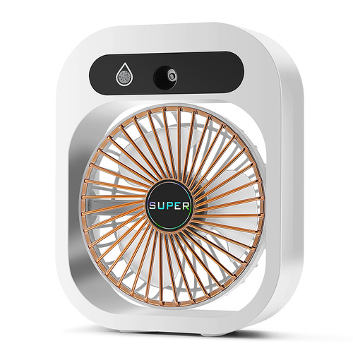 Portable USB Rechargeable Misting Fan - Compact Personal Fan with Cooling Spray - White Colors - Main Image