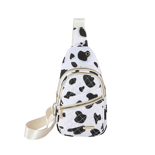 Black-white Women's Quilted Sling Bag - Stylish Crossbody Shoulder Backpack - Main Image