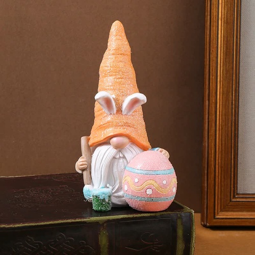 Easter Egg Easter Bunny Gnome Figurines - Handmade Carrot Hat Decorations for Easter Home Decor - Main Image