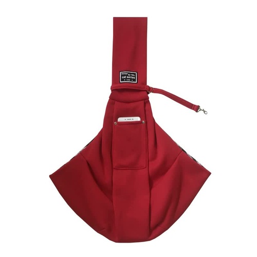 Red Adjustable Pet Sling Carrier Bag - Comfortable and Hands-Free Design - Main Image