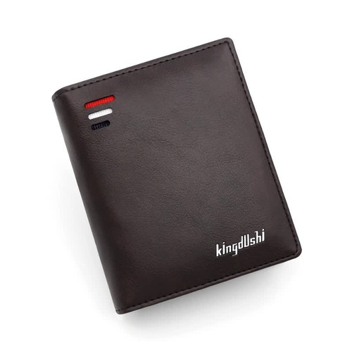 Dark Brown Men's RFID Blocking Leather Wallet - Slim and Compact Design - Main Image