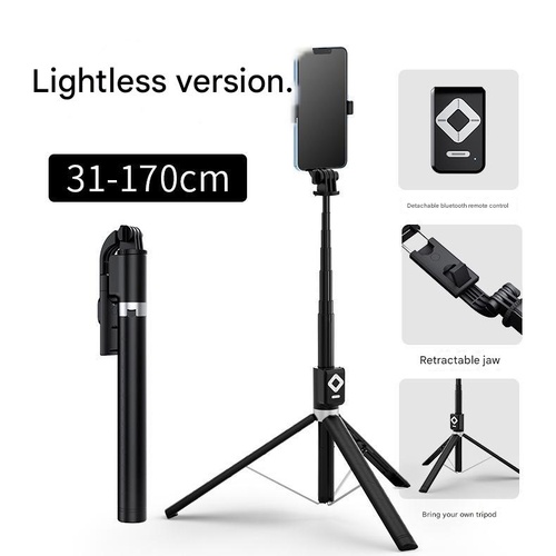 No Light 3-in-1 Bluetooth Selfie Stick with Tripod and Remote Control - Adjustable for Smartphones - Main Image