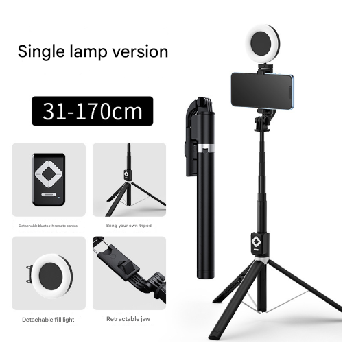 Single Light 3-in-1 Bluetooth Selfie Stick with Tripod and Remote Control - Adjustable for Smartphones - Main Image
