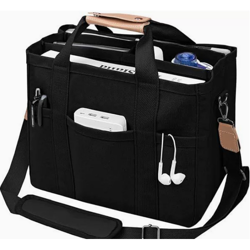Black Multi-Functional Canvas Tote Bag with Adjustable Strap - Spacious and Durable - Main Image