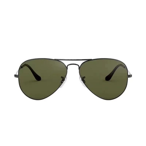 Black Frame Dark Green Glasses Classic Aviator Sunglasses - UV400 Protection with Metal Frame - Main Image