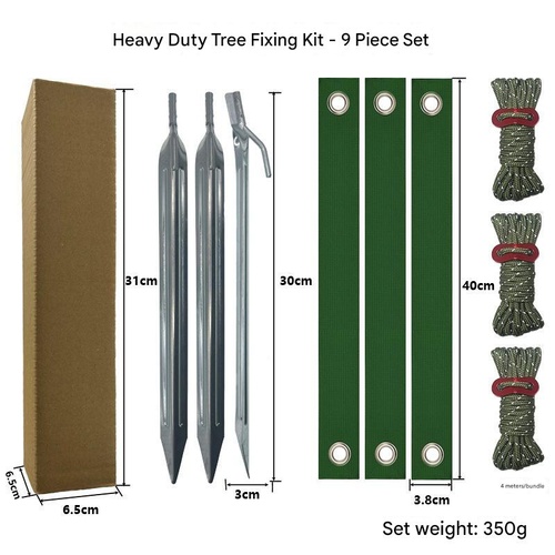 Silver Spike Army Green Windscreens Heavy-Duty Tree Anchoring Kit - 9-Piece Set with Ground Stakes, Straps, and Ropes - Main Image