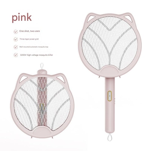 Pink 4-in-1 Foldable Electric Mosquito Swatter - Rechargeable Bug Zapper with UV Light - Main Image