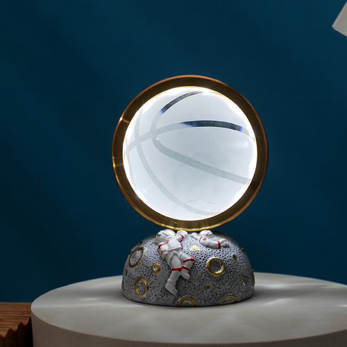 Basketball Galaxy Astronaut LED Night Light - Decorative Space-Themed Lamp with Starry Globe - Main Image