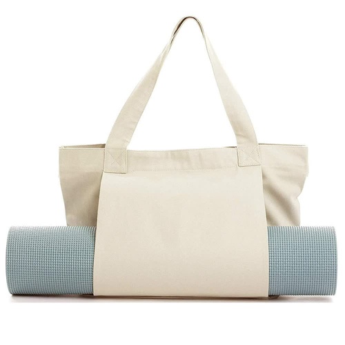 Khaki Yoga Mat Tote Bag - Multi-Purpose Gym Bag with Yoga Mat Holder - Main Image