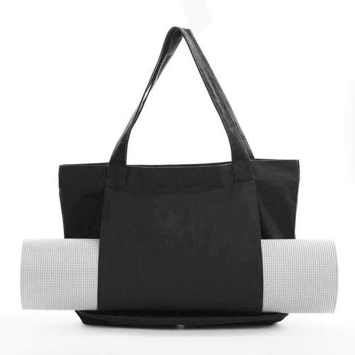 Black Yoga Mat Tote Bag - Multi-Purpose Gym Bag with Yoga Mat Holder - Main Image