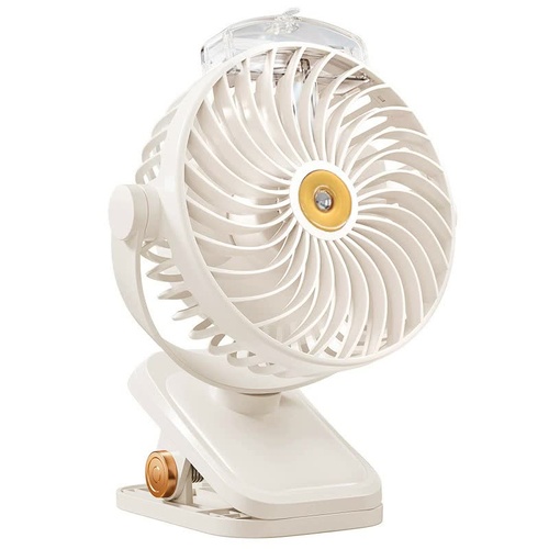 White Portable Clip-On Mist Fan - Rechargeable Cooling Fan with Adjustable Spray Modes - Main Image