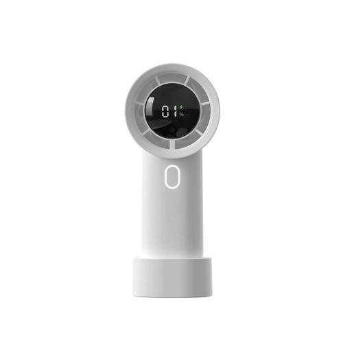 White Portable Mini Bladeless Fan - Rechargeable Handheld Fan with LED Display - Main Image