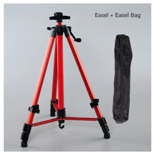 Red Lightweight Adjustable Aluminum Camera Tripod with Carry Bag - Professional Photography Stand - Main Image