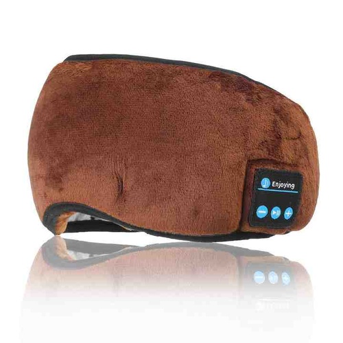 Brown Bluetooth 5.0 Wireless Sleep Eye Mask - Soft Plush Eye Cover with Built-in Speakers (13 x 16.5 x 6 cm) - Main Image