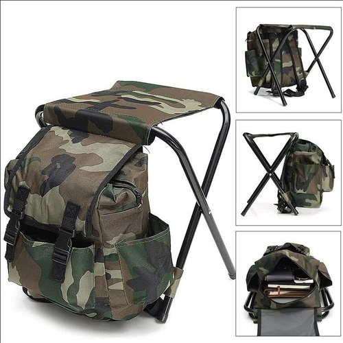 Camouflage Foldable Backpack with Built-in Chair – Multi-Functional Outdoor Camping Stool Bag - Main Image