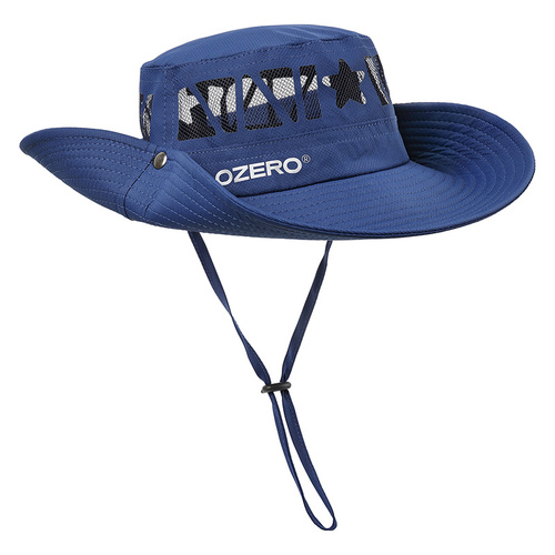 Navy Blue Outdoor UV Protection Wide-Brim Boonie Hat with Mesh Ventilation - Main Image