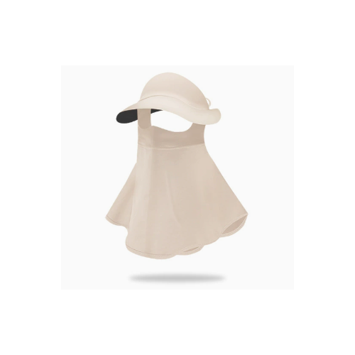 Light Yellow Women's UV Protection Sun Hat with Detachable Neck Flap and Wide Brim - Main Image