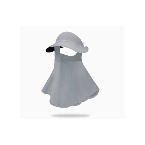 Grey Women's UV Protection Sun Hat with Detachable Neck Flap and Wide Brim - Main Image