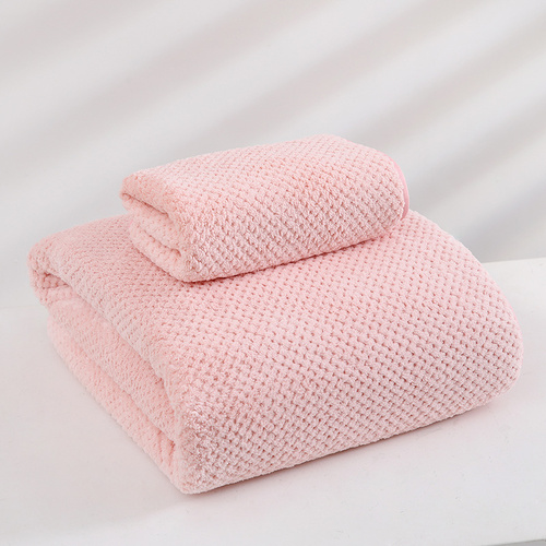 Pink Luxury White Bath Towel and Hand Towel Set - Ultra Soft and Absorbent - Main Image