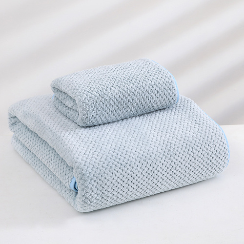 Blue Luxury White Bath Towel and Hand Towel Set - Ultra Soft and Absorbent - Main Image
