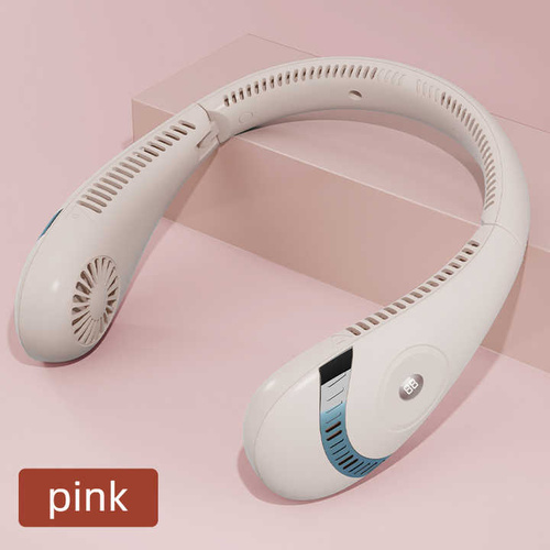 Pink Rechargeable 5000mAh Portable Neck Fan with 3-Speed Settings - Main Image