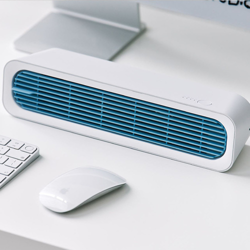 Blue Slim Desktop Rectangular Fan with Modern Design - Main Image