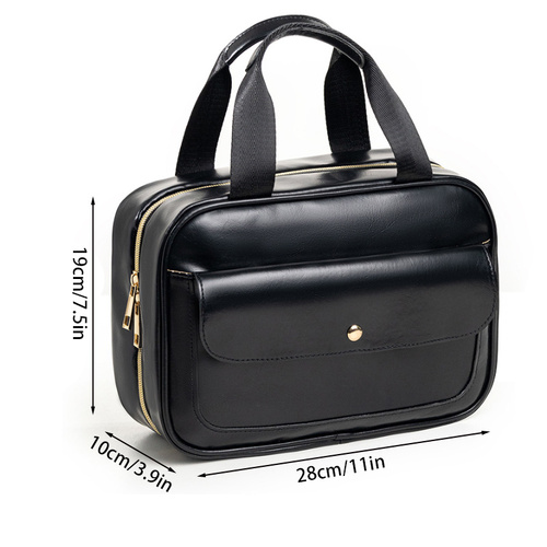 Black Multifunctional Travel Toiletry Organizer with Hanger and Large Storage Capacity - Main Image