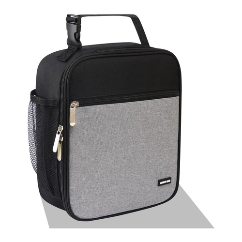 Black-grey Set of 2 Handheld Insulated Lunch Bags for Food Storage - Main Image