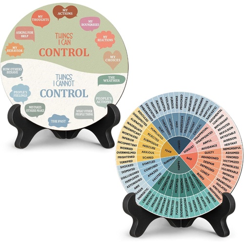 2 PCS for Each One Light Color Emotion Wheel and Control Circle with Display Stands for Personal Development - Main Image