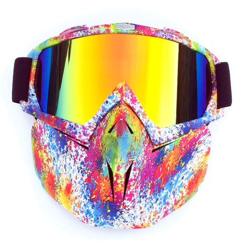 Small Flower Frame Faux Red Flake Full-Face Snow Goggles with Mirror Lens - Ultimate Protection and Comfort - Main Image