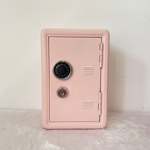 Light Pink Mini Metal Safe Box with Combination Lock and Key - Compact Security Storage - Main Image